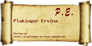 Plakinger Ervina névjegykártya